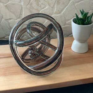 ART GLASS | Twisted Infinity Rope Knot Glass Multi Coloured and Gold Stripes